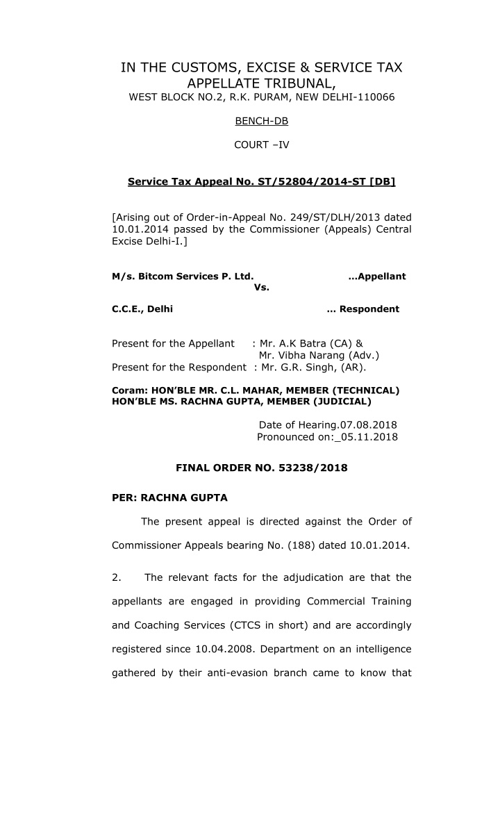 in the customs excise service tax appellate tribunal