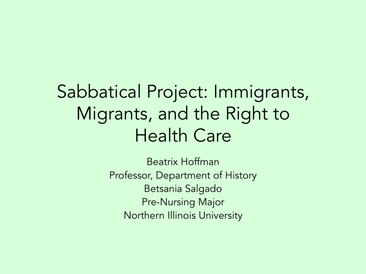 sabbatical project immigrants migrants and the right to