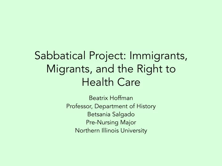 sabbatical project immigrants migrants and the right to