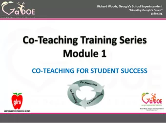 CO-TEACHING FOR STUDENT SUCCESS  Co  Co-Teac  eaching  hing Ser  Series  ies  Richard Woods