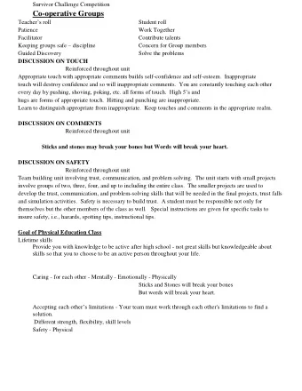 Co-operative Groups Teachers roll  Student roll  Patience  Work Together  Facilitator