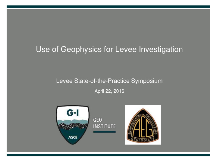 use of geophysics for levee investigation