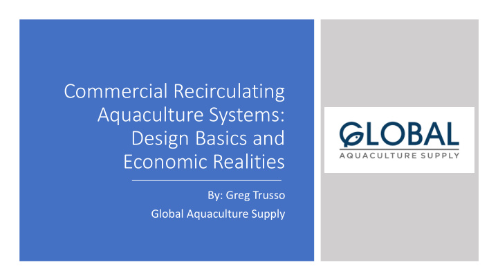 commercial recirculating aquaculture systems design