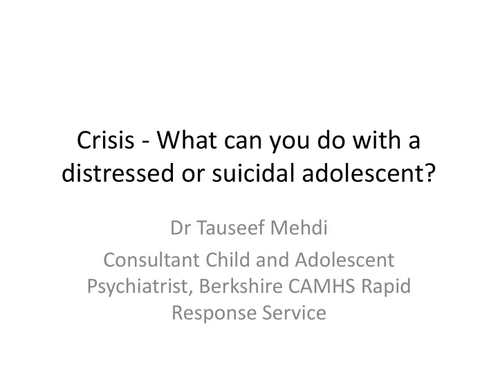 crisis what can you do with a