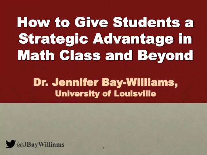 ho how to o giv give e student udents a a strategic gic