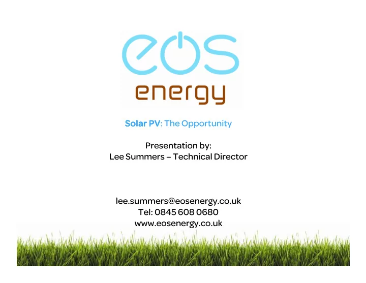 solar pv solar pv solar pv solar pv the opportunity