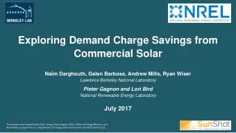 Commercial Solar  Nam Darghouth, Galen Barbose, Andrew Mills, Ryan Wiser  Lawrence Berkeley