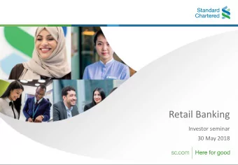 Retail Banking  Investor seminar  30 May 2018  Seminar summary  Webcast session  Introduction  Bill