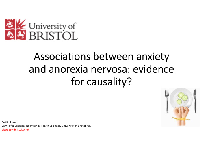 associations between anxiety and anorexia nervosa