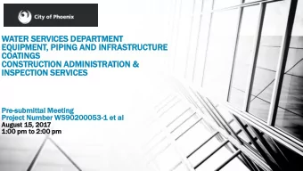 WATER  TER SERVICES  VICES DEPART  ARTMENT  ENT  EQUIPMENT  IPMENT,  , PIPING  ING AND  ND INF