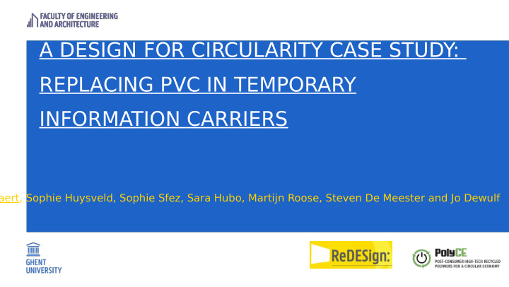a design for circularity case study replacing pvc in