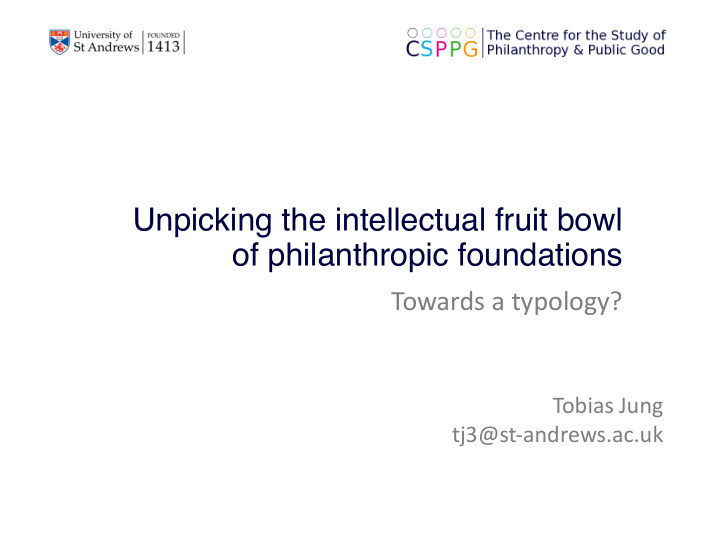 unpicking the intellectual fruit bowl of philanthropic