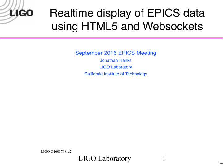 realtime display of epics data using html5 and websockets