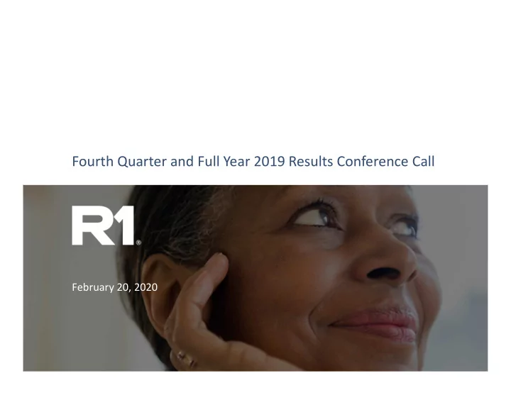 fourth quarter and full year 2019 results conference call