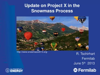 Update on Project X in the Snowmass Process http://www.snowmass2013.org /  R. Tschirhart  Fermilab