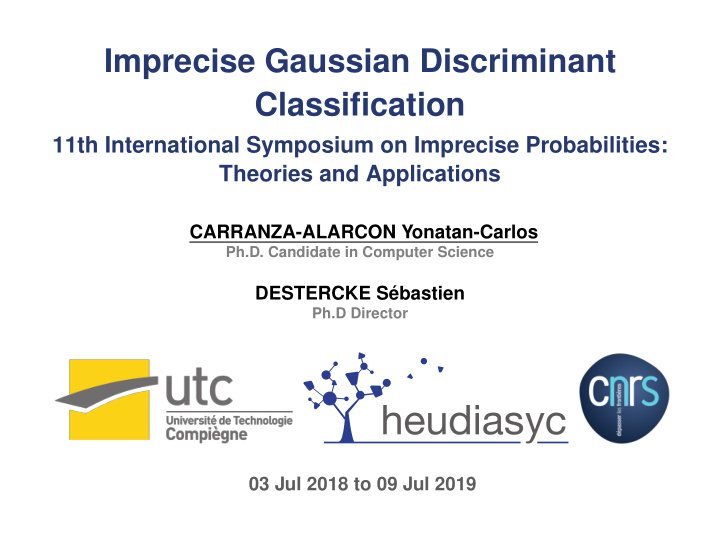 imprecise gaussian discriminant classification