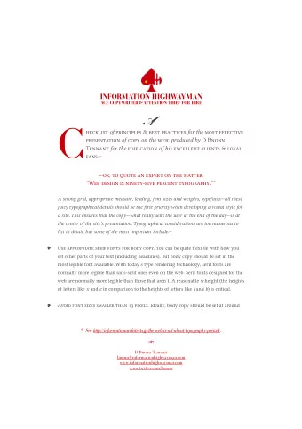 C hecklist of principles &amp; best practices for the most effective presentation of copy on the