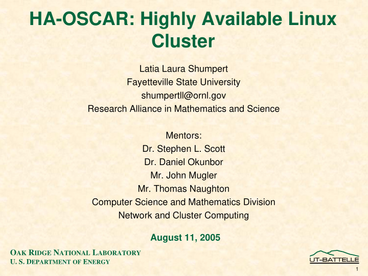 ha oscar highly available linux cluster