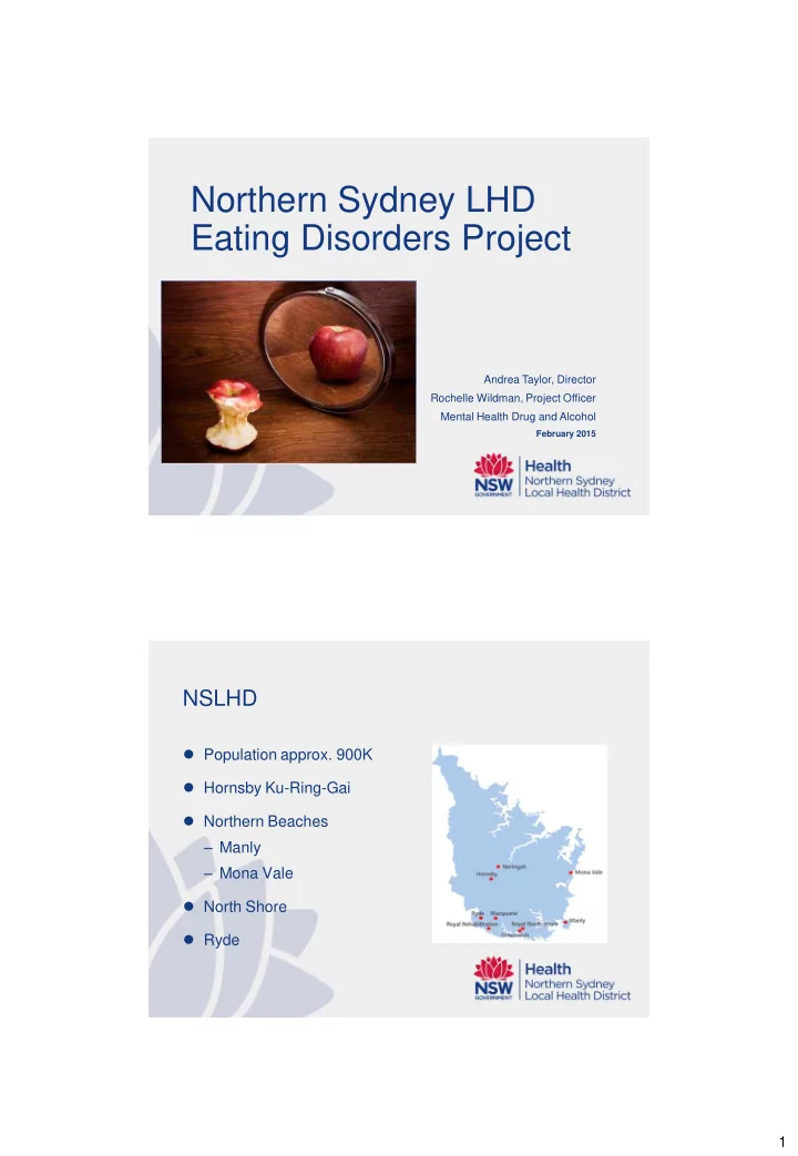 northern sydney lhd eating disorders project