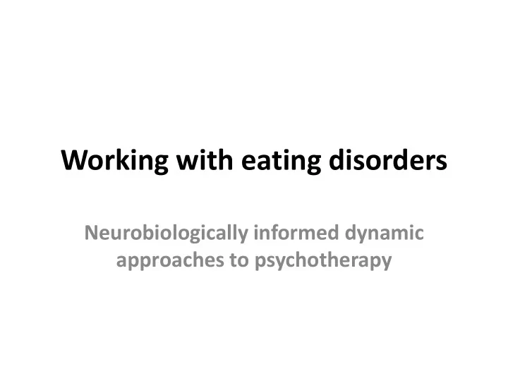 working with eating disorders