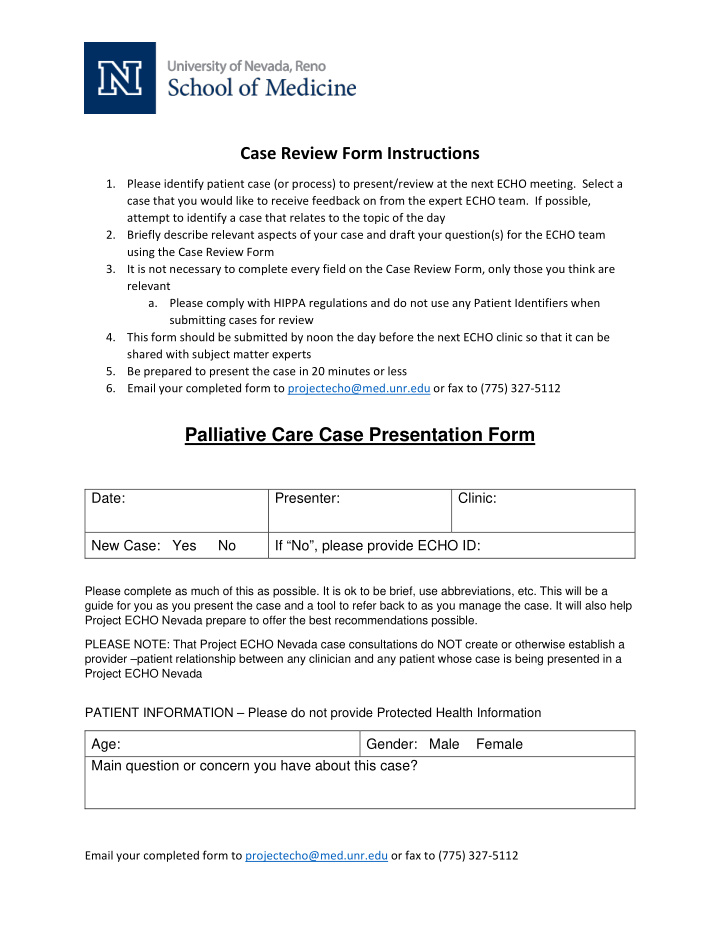 case review form instructions