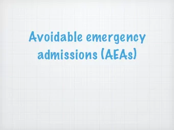 Avoidable emergency  admissions (AEAs)  AEAs  Ambulatory Care Sensitive Conditions (ACSC).