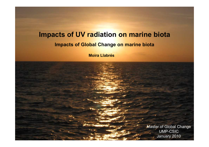 impacts of uv radiation on marine biota