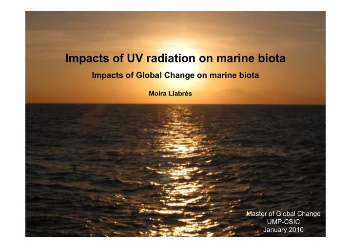 impacts of uv radiation on marine biota