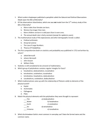 1. What London shopkeeper published a pamphlet called the Natural and Political Observations Made