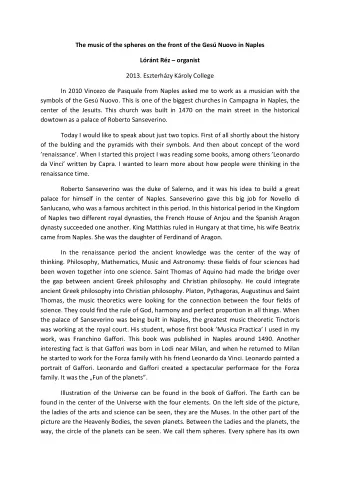 The music of the spheres on the front of the Ges Nuovo in Naples Lrnt Rz  organist 2013.