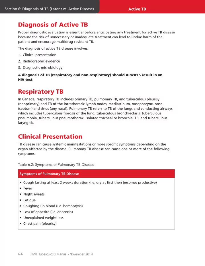 diagnosis of active tb