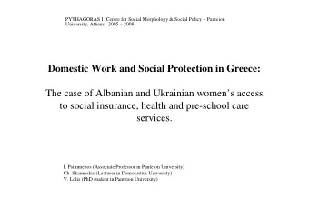 Domestic Work and Social Protection in Greece:  The case of Albanian and Ukrainian womens access