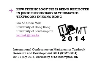 +  HOW TECHNOLOGY USE IS BEING REFLECTED  IN JUNIOR SECONDARY MATHEMATICS  J  TEXTBOOKS IN HONG