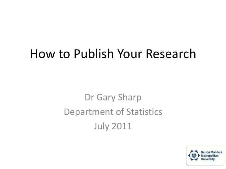 how to publish your research