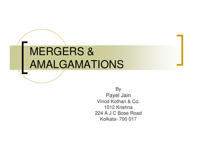 mergers mergers amalgamations