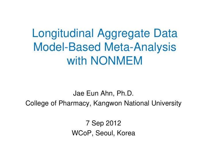 model based meta analysis