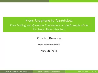 From Graphene to Nanotubes  Zone Folding and Quantum Confinement at the Example of the  Electronic
