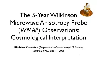 The 5-Year Wilkinson  Microwave Anisotropy Probe ( WMAP ) Observations:  Cosmological