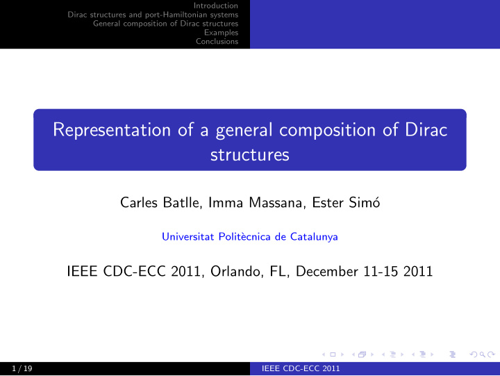 representation of a general composition of dirac