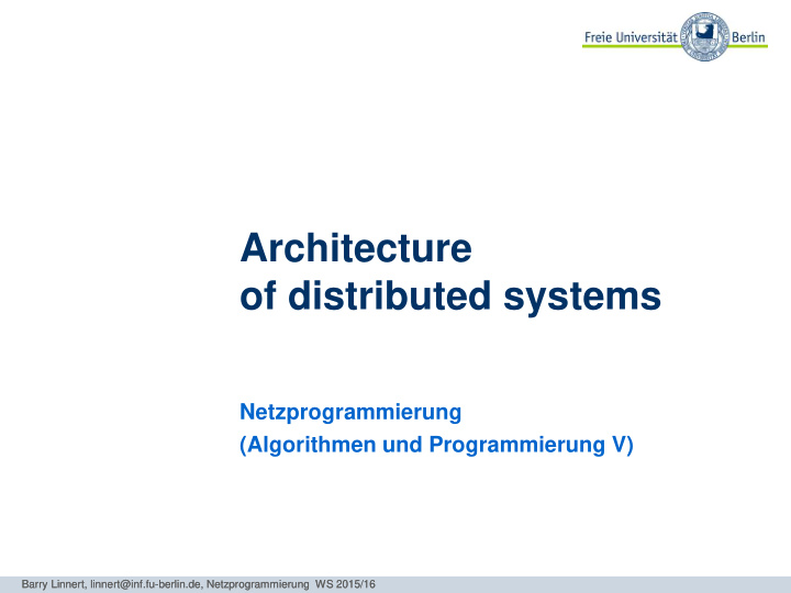 architecture of distributed systems