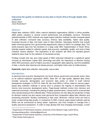 Abstract  Digital data collection (DDC) offers national statistical organizations (NSOs) in Africa