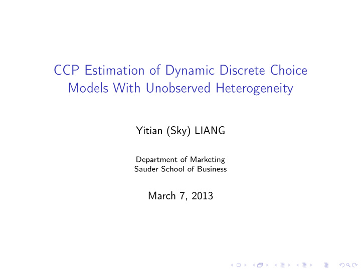 ccp estimation of dynamic discrete choice models with