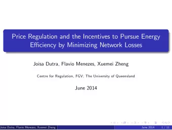 Price Regulation and the Incentives to Pursue Energy  Efficiency by Minimizing Network Losses