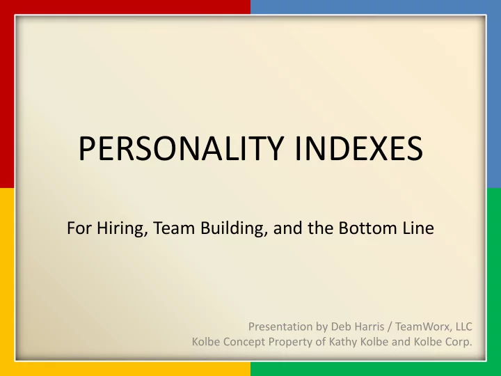 personality indexes