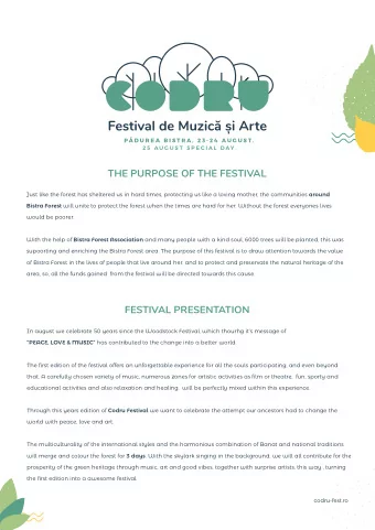 FESTIVAL PRESENTATION  In august we celebrate 50 years since the Woodstock Festival, which thourhg