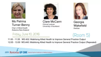 Turner-Benny  Wakefield  University of Auckland  Chair of Allied Health  Dietitian  Aotearoa New