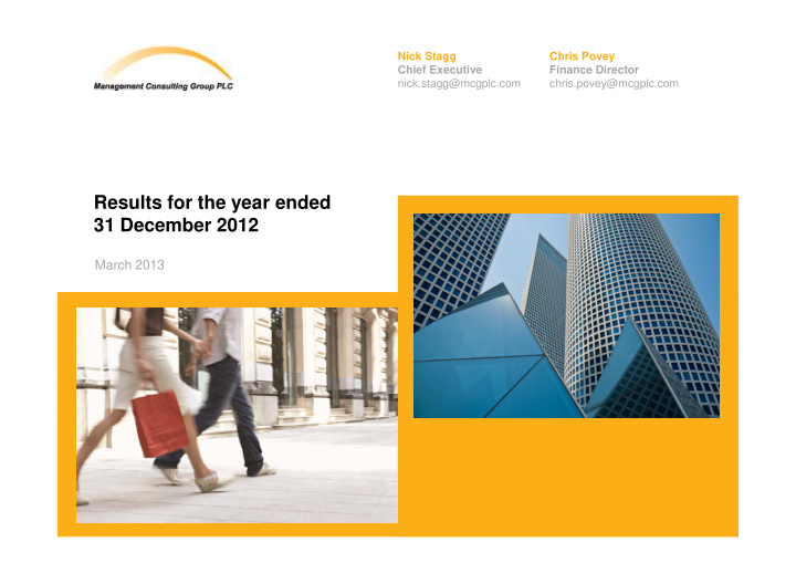 results for the year ended 31 december 2012