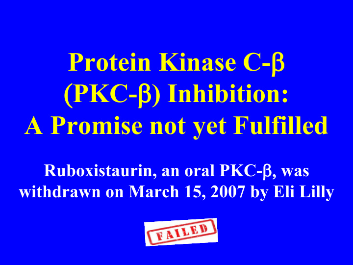 protein kinase c pkc inhibition a promise not yet