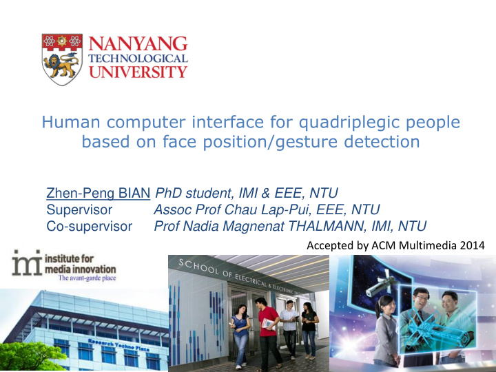 human computer interface for quadriplegic people based on