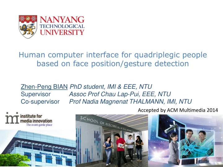 human computer interface for quadriplegic people based on